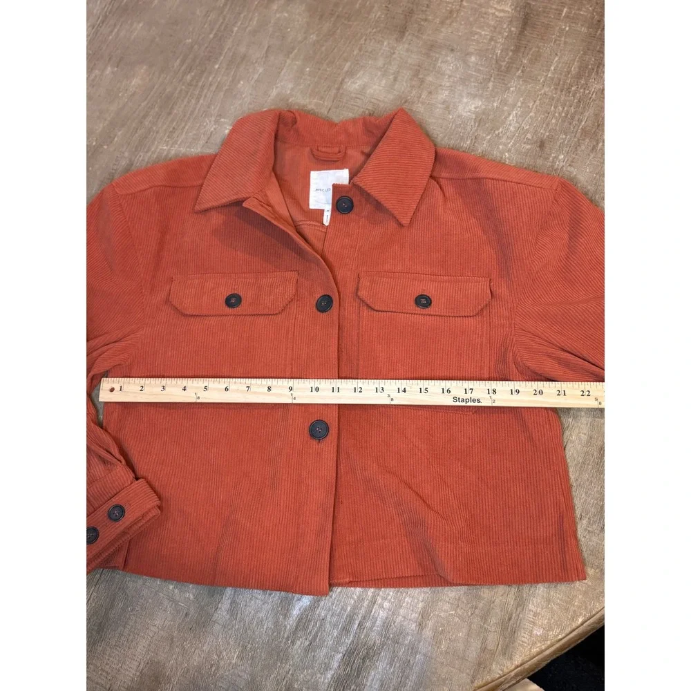 Avec Les Filles Corduroy Shacket M Rust Orange Crop Jacket Shoulder oversize